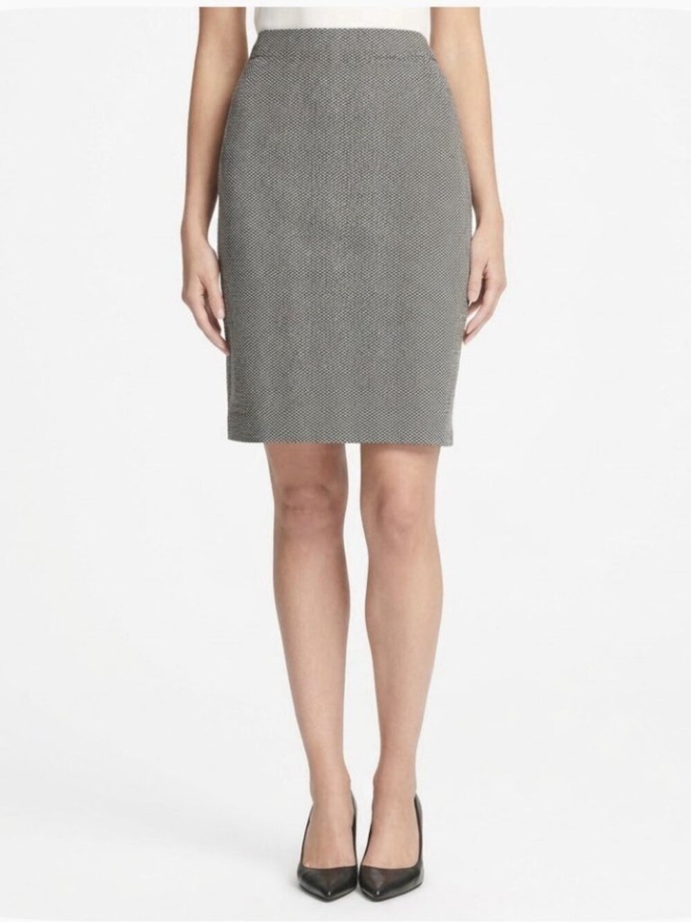 NEW DKNY Old Money Herringbone Pencil Midi Skirt Sz 12 Office Siren Classic